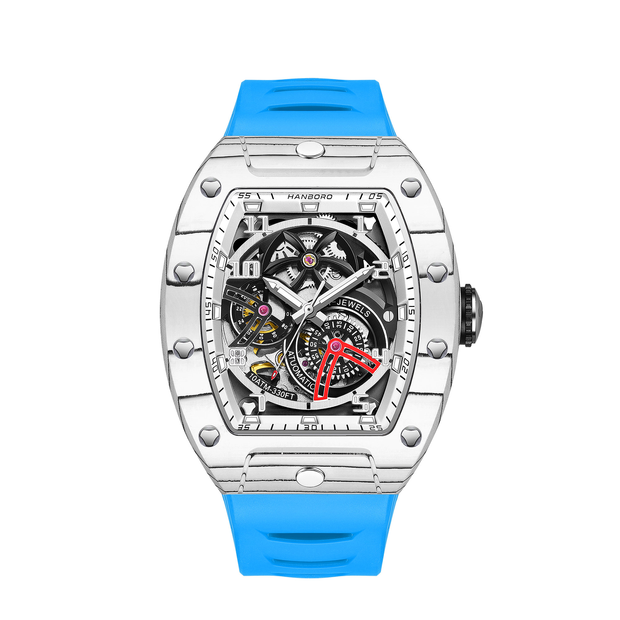 Hanboro CarbonX ChronoTech – Tonneau Skeleton Automatic Watch | Carbon Fiber Edition Hanboro Watches