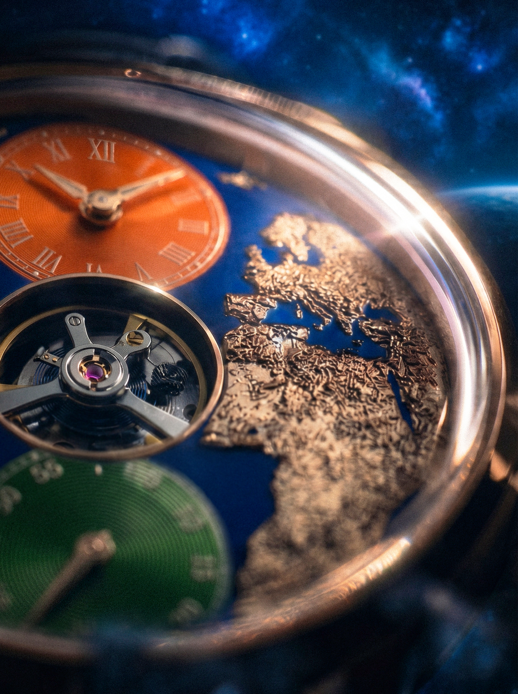 Hanboro WorldMaster – 3D Globe Carve Automatic Watch | Central Flywheel Edition Hanboro Watches