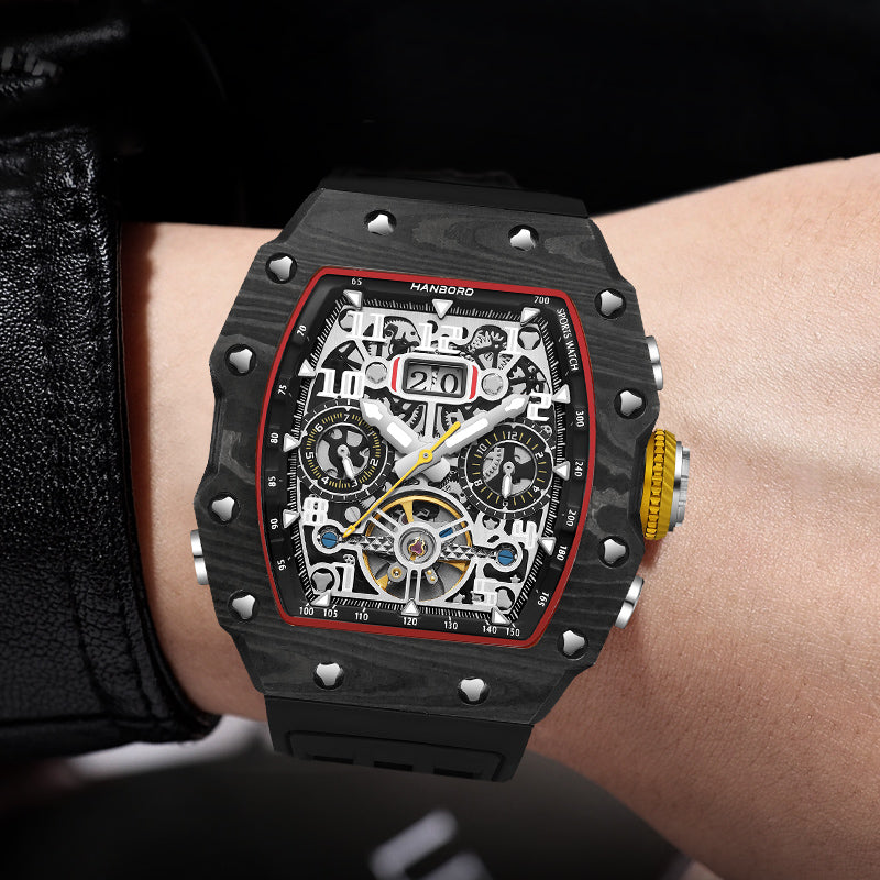 Hanboro CarbonForge – Carbon Fiber Skeleton Chronograph Automatic Watch Hanboro Watches