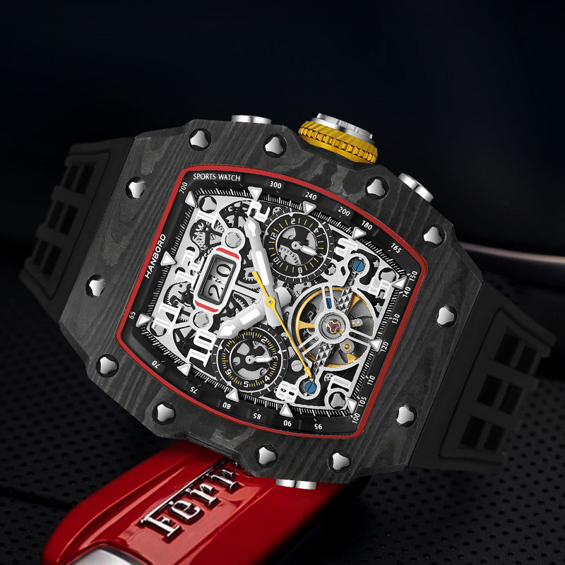 Hanboro CarbonForge – Carbon Fiber Skeleton Chronograph Automatic Watch Hanboro Watches