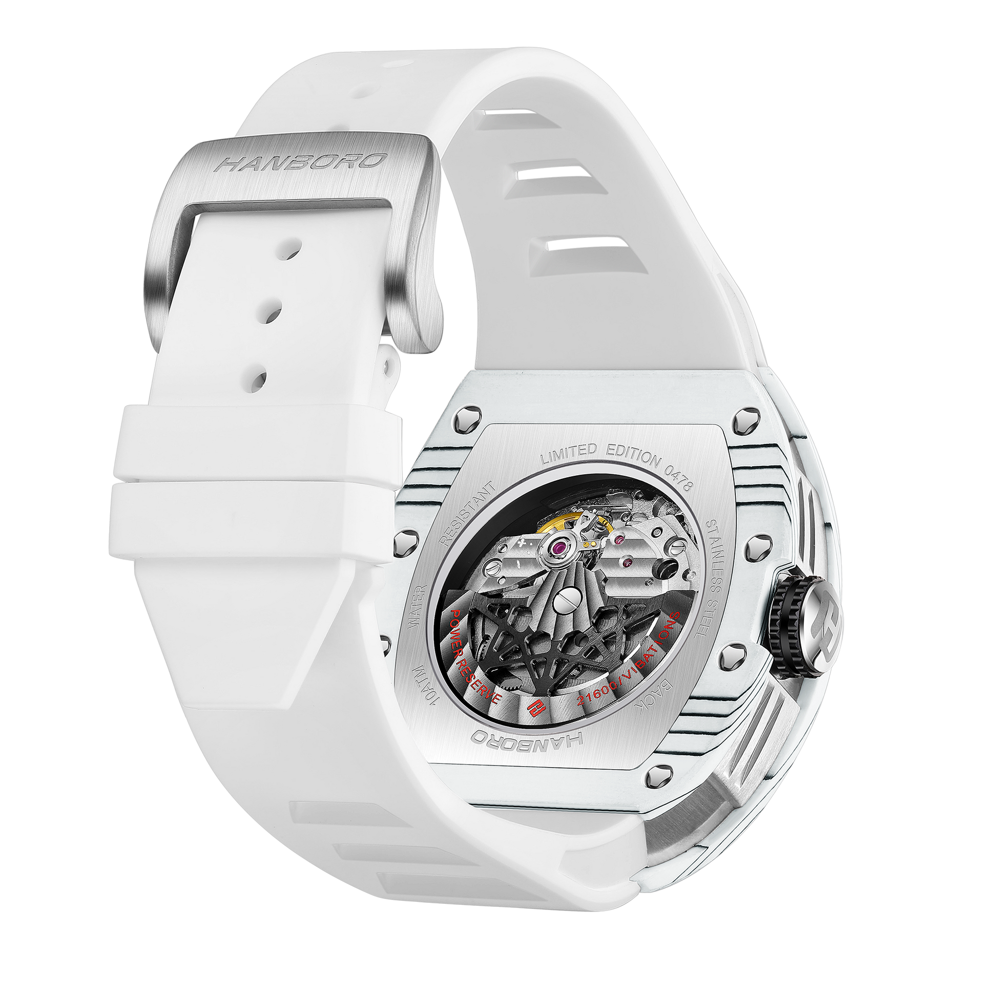 Hanboro CarbonX ChronoTech – Tonneau Skeleton Automatic Watch | Carbon Fiber Edition Hanboro Watches