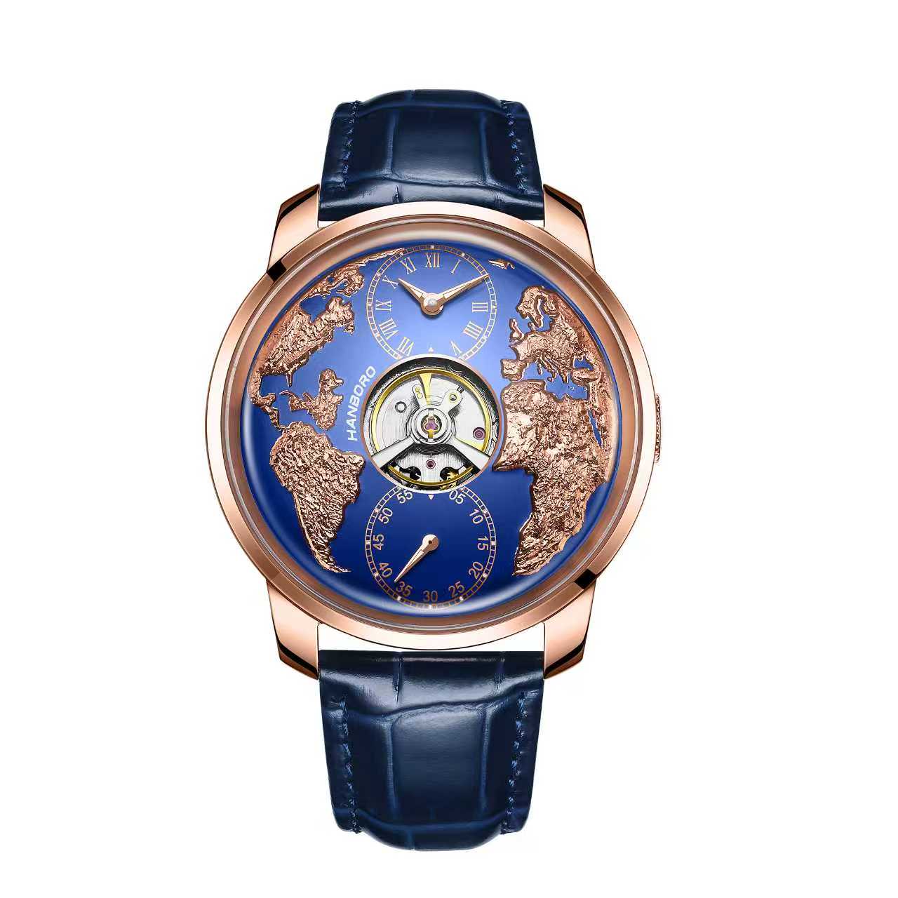 Hanboro WorldMaster – 3D Globe Carve Automatic Watch | Central Flywheel Edition Hanboro Watches