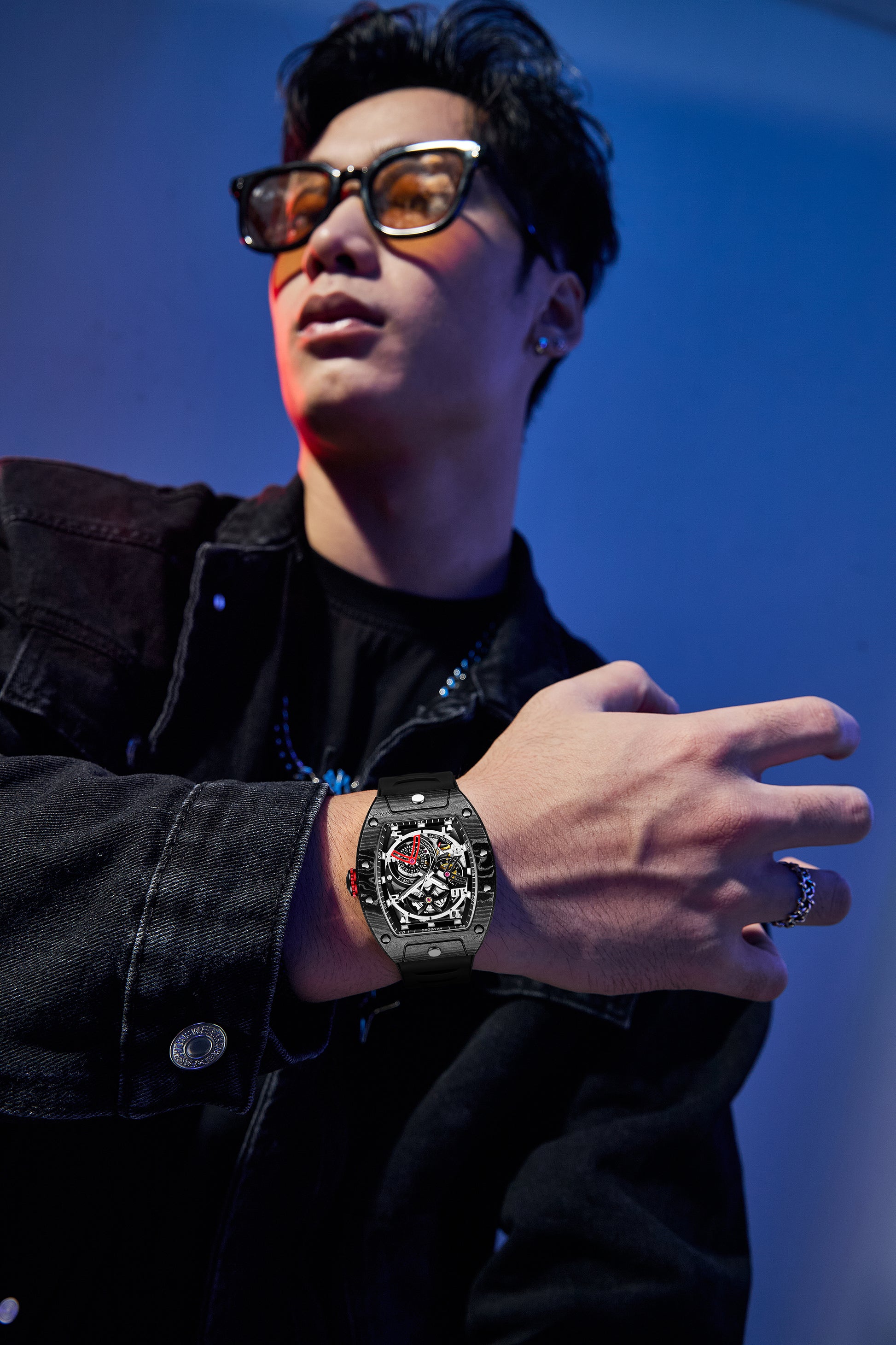 Hanboro CarbonX ChronoTech – Tonneau Skeleton Automatic Watch | Carbon Fiber Edition Hanboro Watches