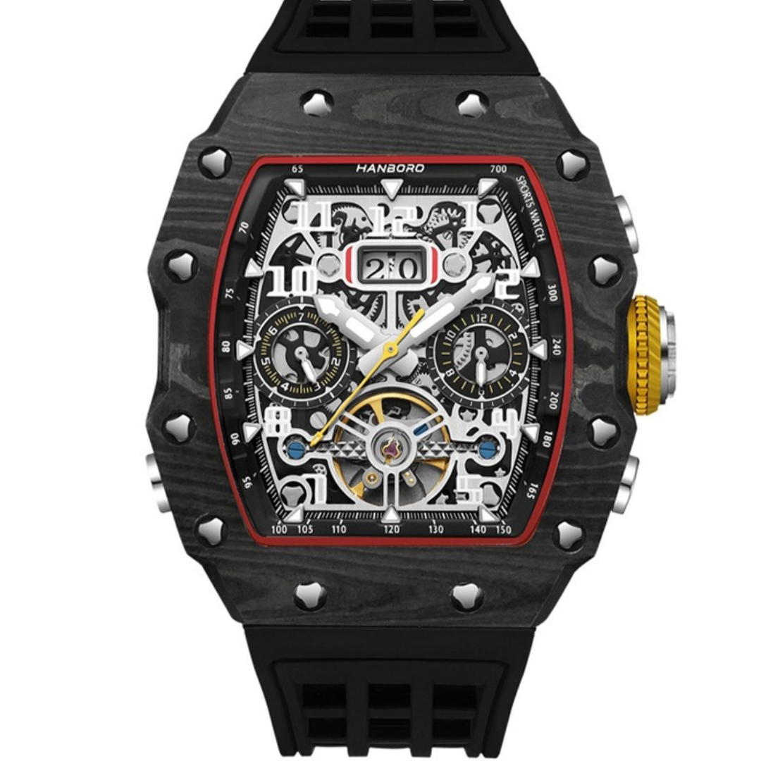 Hanboro CarbonForge – Carbon Fiber Skeleton Chronograph Automatic Watch Hanboro Watches